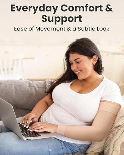 Image of KEMFORD Lymphedema Compression Arm Sleeves for Women - Arm Support for Swelling & Edema