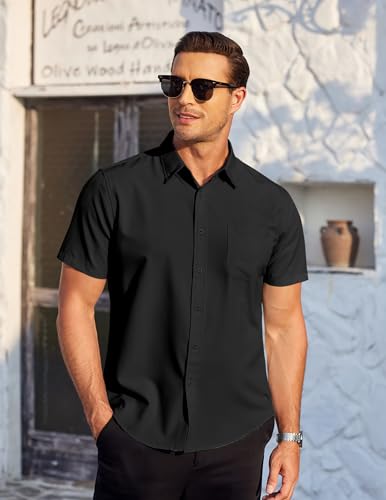 COOFANDY Mens Casual Dress Shirt Short Sleeve Wrinkle Free Dress Shirt Business Casual Shirts3