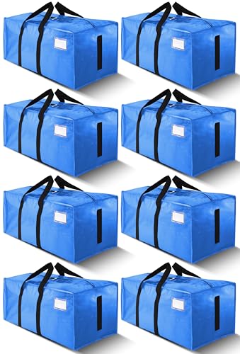 Image of HOMESURE Supports 200lbs Heavy Duty Moving Bags - Strong Zipper & Wrap-Around Handles - Water-Resistant Storage Totes, Durable Alternative to Moving Boxes - 8 Pack - Sky Blue