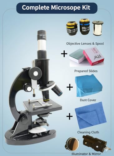 Image of Black Compound Student Microscope With 10X & 45X Objective and 10X & 15X EYEPIECE ISO 9001:2015 CERTIFIED,GOVT. APPROVED BRAND