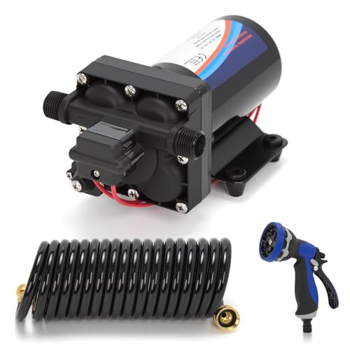12V Washdown Pumps for Boats Direct Replace 4238-121-E07 Marine Diaphragm Pump 3.5 GPM 75 PSI Self Priming for Boat Deck Fresh and Saltwater Cleaning