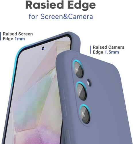 Image of DIZORO Microfiber Candy Case for Samsung A35 5G Smooth Touch Cushion Liquid Soft Silicone Gel Rubber Phone Cases Non-Slip Full Body Protective Shockproof Back Cover -Lavender Grey