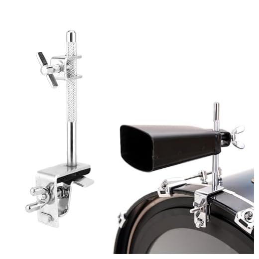 Tiiyee Soporte para Cencerro, Soporte de Abrazadera en L Soporte Cencerro Montaje en aro Bombo con mordazas de sujeción y Abrazadera Accesorio percusión Ajustable