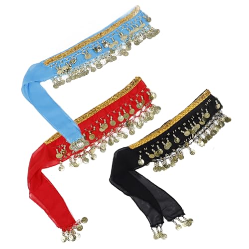 LIFKOME 3 st Hip Scarf med för Magdans Glittrande Tofsar Fransar Hållbar Bekväm Dansaccessoar för Scenframträdanden Praktik Gruppdans