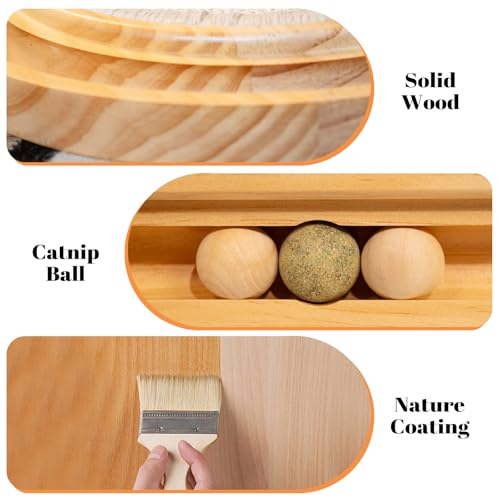 CHEERHOME PETS Sisal Cat Scratcher Toy with Ball Track Wooden Interactive Cat Toy for Indoor Cats Scratch Pad, Physical Exercise for Kitty and Medium Cat - Image 5