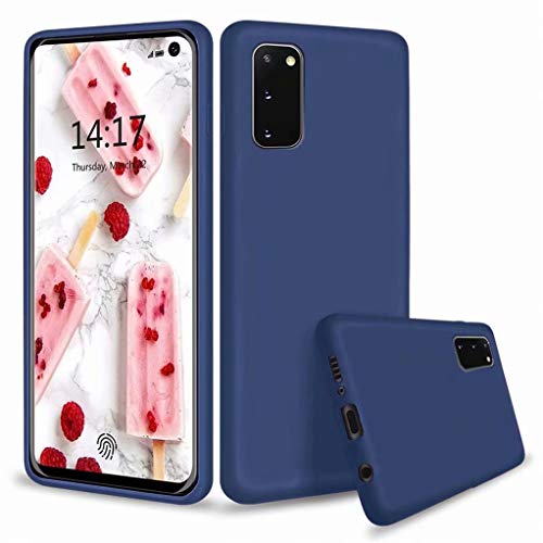 Kompatibel mit Samsung Galaxy S20 Plus Hülle Flüssiges Silikon Gel Gummi Stoßstange Schlank Stoßfest Schutzhülle+1*(Frei Bildschirmschutz)-Blau