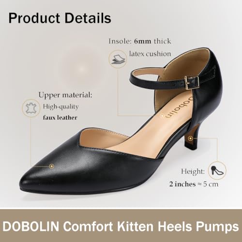 Image of DOBOLIN Kitten Heels for Women Pointed Toe Pumps Dress Shoes