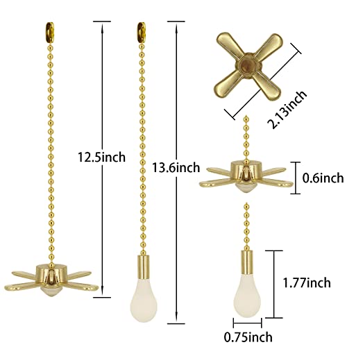 Image of 12 inch Ceiling Fan Pull Chain with Decorative 3 mm Frosted Light Bulb and Fan Cord Extender Chains for Mounted Ceiling Fans and Light Fixtures (Gold)