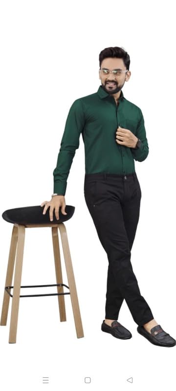 Image of Mens Solid Slim Fit Shirt | Formal Shirts | Men Office Wear | Formal Shirts for Men Office Wear Branded 102-Plain Shirt