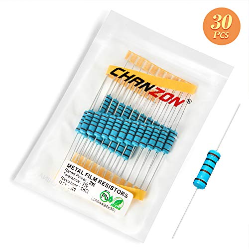 Chanzon 30Pcs 2W 1K Ω Ohm Metal Film Fixed Resistor 0.01 ±1% Tolerance 1Kr Mf Through Hole Resistors Current Limiting Rohs Certificated #TOP6