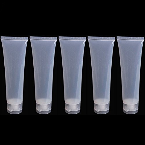 Preisvergleich Produktbild 5 x leere Cremetuben, zusammendrückbar, Kunststoff, für Reisen transparent durchsichtig 100 ml