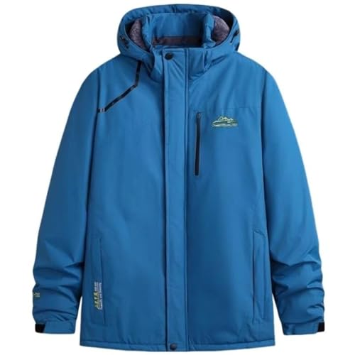 Koyojpoe Chaqueta De Algodón Engrosada Con Forro Polar De Talla Grande Para Hombre, Chaqueta Cálida Para Hombre, Cortavientos Impermeable Para Exteriores.,Azul,5xl