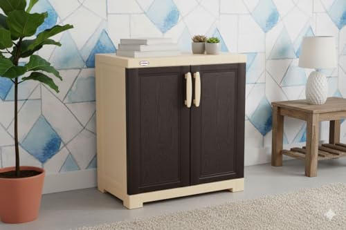 Image of Prima Viva-1 Plastic Storage Cabinet (Small H 2 Ft x W 2 Ft x D 1.6 Ft) | 2 Compartments Multipurpose Organizer for Home & Office | Strong, Stylish & Spacious Cupboard for Clothes & Essentials