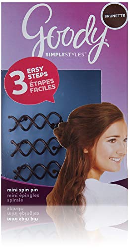 Goody Hair Simple Styles Mini Spin Hair Pin, Great for All Hair Types, Colors May Vary, Pack of 3 Pins