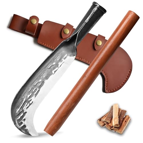Machete for Yard Work Billhook Sickle Knife Brush Clearing Sickle Knife with Sheath - Perfect Brush Axe for Survival Cut Machete Ideal for Camping Gardening Land Management