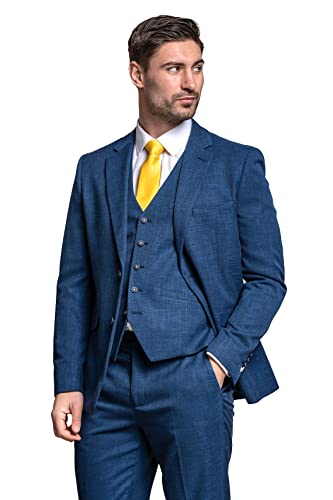 Men’s Linen Formal Smart Blue Suit Slim Fit Wedding Business