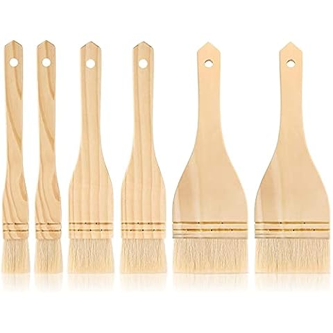 6 Pieces Flat Hake Brushes Hake Paint Brush Artist Painting Brushes Set Sheep Hair Bristles Wash Brush for Watercolor, Wash, Ceramic and Pottery Painting (1 Inch, 2 Inch, 3 Inch) Cover