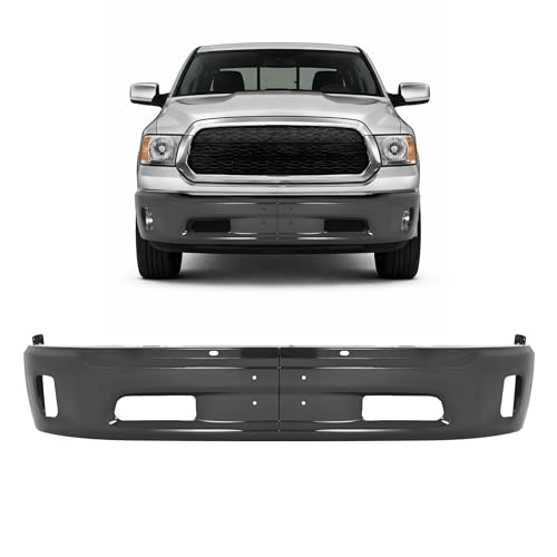 ALMULOO Front Bumper Face Bar 2pcs Compatible with 2013-2018 RAM 1500 2019-2024 RAM 1500 Classic Replace for 68160854AB CH1002399 with Fog Lights Powder Coated Black