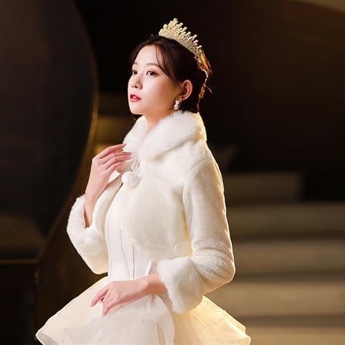 Women's Faux Fur Shawl Bridal Wedding Fur Wraps Bolero Shrug Evening Cape Winter Coat4