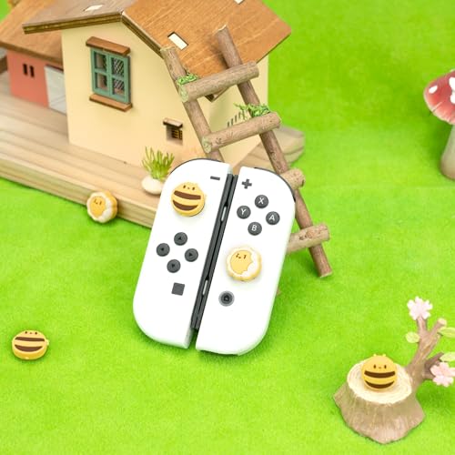 Image of GeekShare Cute Silicone Joy Con Thumb Grip Caps, Joystick Cover Compatible with Switch /OLED /Switch Lite,4PCS - Sunflower & Bee