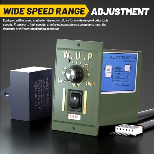 image for VQP High Torque AC Motor + Speed Controller + Gear Box, 250W Single Ph