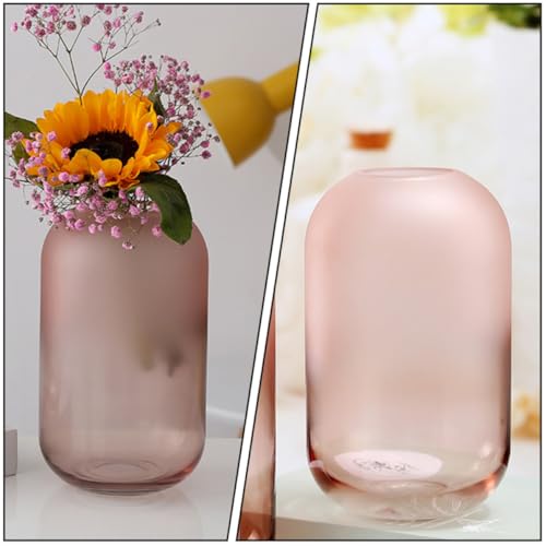 Jarrón de vidrio rosa chic con diseño creativo para decoración de mesas y escritorios 6