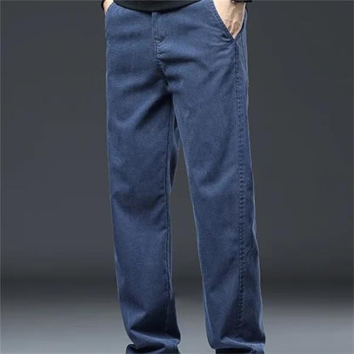 Men's Soft Jeans – Loose Straight Denim Pants with Elastic Waist, Four Seasons Casual Plus Size Trousers4