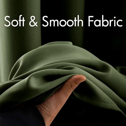 MIULEE Blackout Room Darkening Curtains Thermal Insulated Drapes Solid Window Treatment Set Grommet Top Light Blocking Curtain for Living Room/Bedroom 2 Panels 42 x 63 inch Olive Green