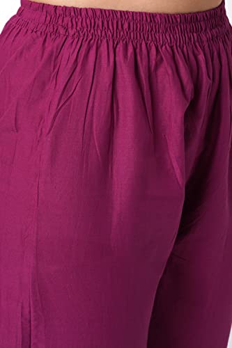 Image of Amayra Women's Cotton Embroidered Nayra Cut Kurta with Pant and Dupatta Set