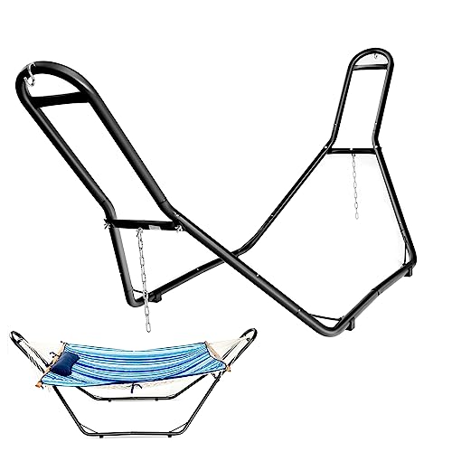 COSTWAY Support de Hamac Double en Métal Type- H280x95x115CM Capacité 200KG pour 2 Personnes Hauteur Ajustable Noir Convient aux Hamacs de 2,75 à 3,8M pour...