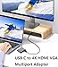 USB C to HDMI VGA Adapter, 4-in-1 USB C Hub with 4K HDMI, 1080P VGA, PD 60W Charging, USB 3.0 Data Port for Data Transfer, OTG Adapter, Compatible with MacBook, iPad, Samsung Phones