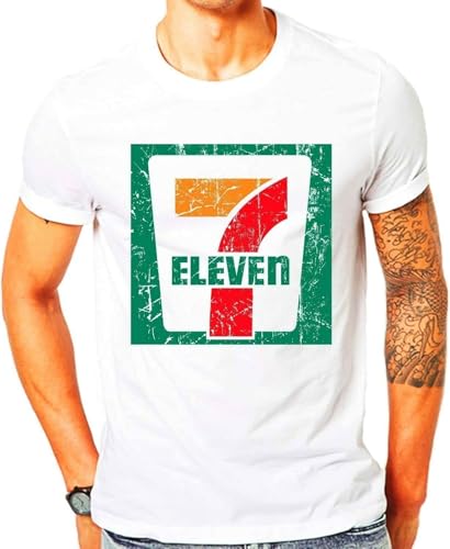 youchinuo 7 Eleven Men's White Cotton T Shirt Seven 11 Men's White T-Shirt White