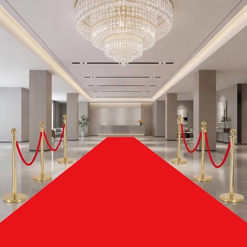 VEVOR 2 Pcs Red Velvet Stanchion Ropes, 5 ft Crowd Control Stanchion Red Velvet Ropes with Gold Hooks, Post Queue Barrier Carpet Rope for Carpet Events Movie Theaters Grand Openings Hotels Party by VEVOR - Image 2