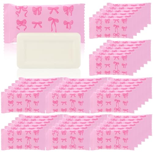 Image of Kacctyen 200 Pcs 0.35 oz Mini Hotel Soap Bars Bulk Individually Wrapped Hand Soap Bars Travel Size Toiletries for Hospitality Guest Holiday (Bow Knot)