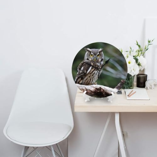 Pendule murale design avec illustration de hibou mecanisme quartz silencieux