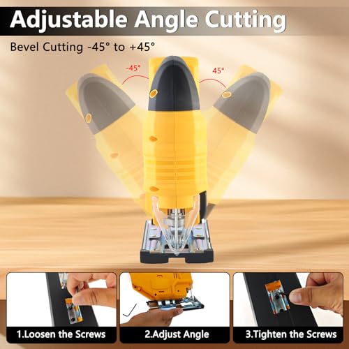 Cordless Jigsaw Compatible with Dewalt 18-20V Battery, 750W 3000 SPM, Electric Jigsaw Tool with 4 Orbital Setting, Brushless Motor, ±45°Bevel Angle, 6 Replacement Blades for Wood Metal(No Battery) 4 Cordless Jigsaw Compatible with Dewalt 18-20V Battery, 750W 3000 SPM, Electric Jigsaw Tool with 4 Orbital Setting, Brushless Motor, ±45°Bevel Angle, 6 Replacement Blades for Wood Metal(No Battery) - Image 4