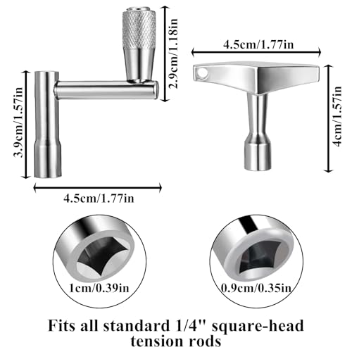4 Stück Schlagzeugschlüssel, Schlagzeug Stimmschlüssel Schlagzeugs Tuning Keys Metall Drum Key Silber Schlagzeug Zubehör Musikinstrument Schlagzeugschlüssel für Schlagzeuger Trommel Schlaginstrumente