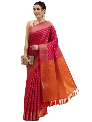 Image of Panzora Women's Banarasi Silk Woven Zari Work Saree With Unstitched Blouse Piece