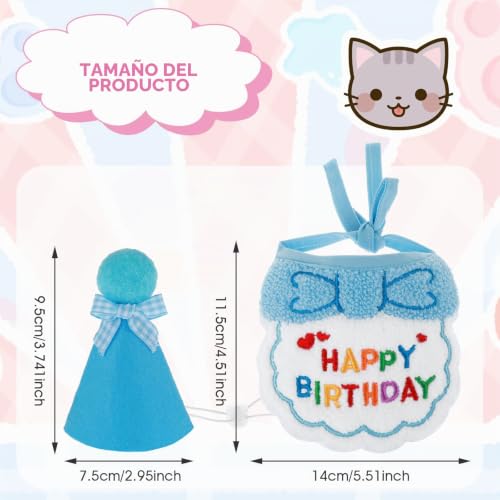 Miniatura 3 de Amaxiu Juego De Bufanda Y Sombrero De Cumpleaños Para Perros Pequeños, Bandana De Cumpleaños Para Mascotas, Suministros De Fiesta, Decoración De Feliz Cumpleaños, Regalo De Cumpleaños Bordado Para