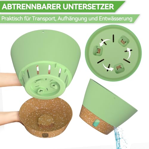 ZMTECH Hängetopf für Pflanzen, 20cm Blumentopf Ampel Hängend, Kunststoff Hänge Blumentopf mit Untersetzer für Außen Draußen Deko für Garten… – Ansicht 4