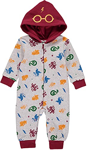 Image of Harry Potter Unisex Baby Long Sleeve Footie Pajamas - Hogwarts House Mascot Print, Infant Gift