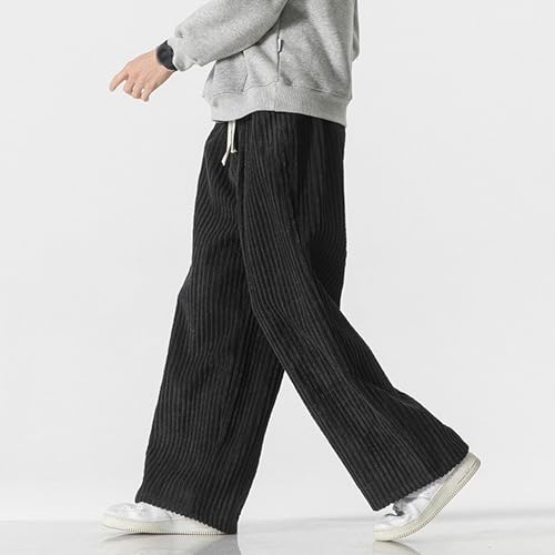 Corduroy Pants Men Large Size Retro Trend Loose Wide Leg Straight Trousers Drawstring Autumn Winter New Casual Pants4