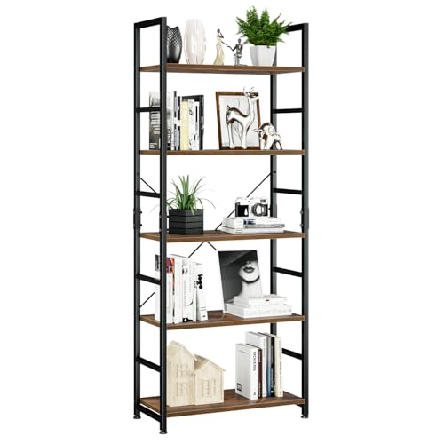 NUMENN 5 Tier Bookshelf, Tall Bookcase Shelf Storage Organizer, Modern