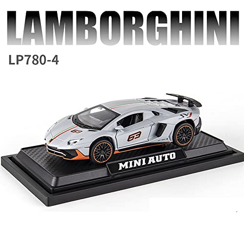 Diecast Car Model Compatible For Lambo Lp780-4 Toy Car, 1/32 Alloy Pull Back Vehicle Toy Car With Sound Light 3 Open Doors, Birthday Gift For Kids Toddlers Boys Girls #TOP1