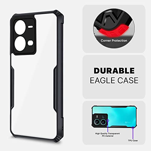 Image of Pikkme Vivo V25 5G Back Cover | Crystal Clear Transparent Back | Ultra Hyrbid | Full Camera Protection | Raised Edge | Bumper Back Case for Vivo V25 5G (Plastic, Black)