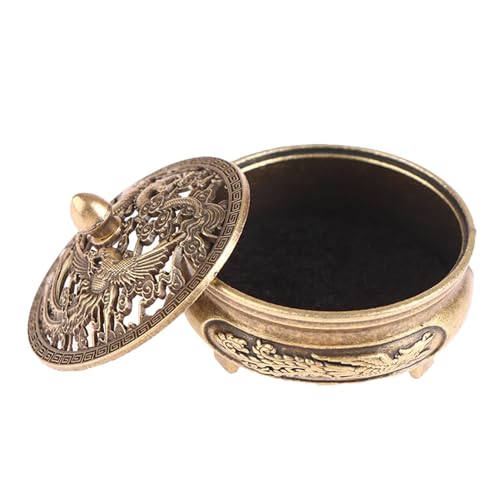 Daraserh 香炉装飾、コーン香炉 - エレガントなメタルコイル香立て | ヨガルーム、ティールーム、バルコニー、寝室用の取り外し可能な蓋デザインのデスクトップ装飾。