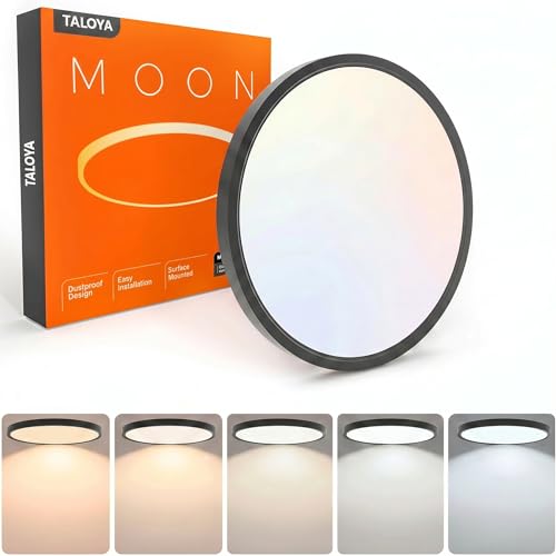 TALOYA Flush Mount LED Ceiling Light Fixture Black,12 Inch 20 Watt, Thin Ceiling Lamp Surface Mount...