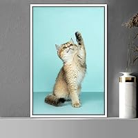 Framed Canvas Wall Art Cat Animals Cat Chic Multicolor Photography Urban - 16x24 inches