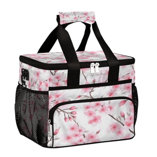 Mexpekil Lonchera térmica reutilizable a prueba de fugas, color rosa primavera, cereza, picnic, bolsa para mujeres y hombres, trabajo, camping, playa, oficina, 24 latas de 15 litros