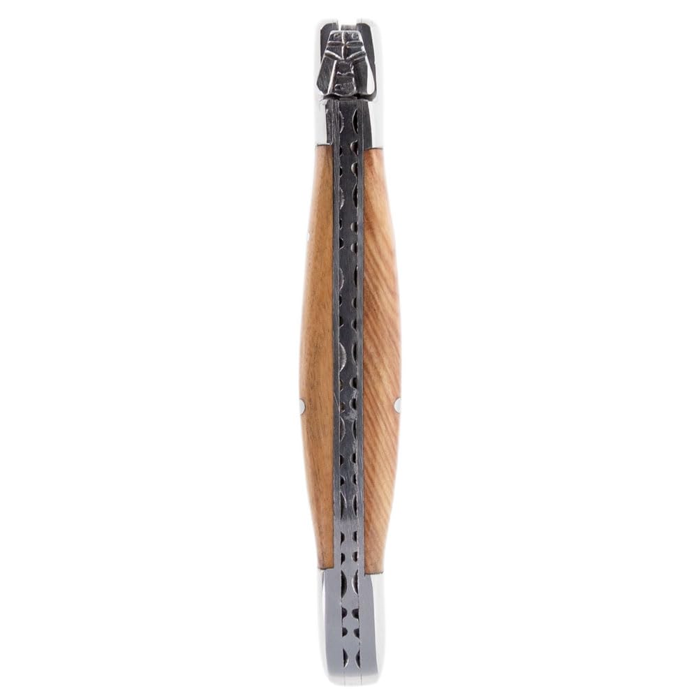 Ocadeau Couteau de poche avec manche en Olivier personnalisé gravé – Couteau pliant avec gravure texte sur la lame – Couteau personnalisé & Idée cadeau homme personnalisé